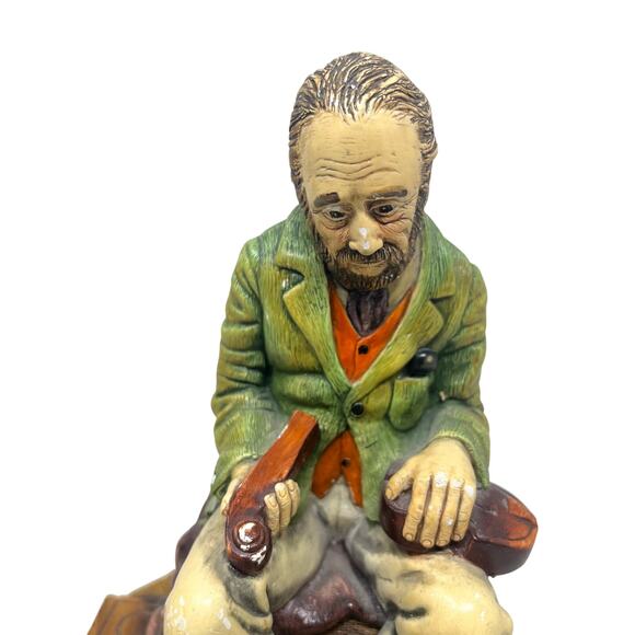 Vintage 1976 Naturecraft "Violin Maker" No. 861 Hand Painted Stoneware Sculpture - Picture 10 of 14